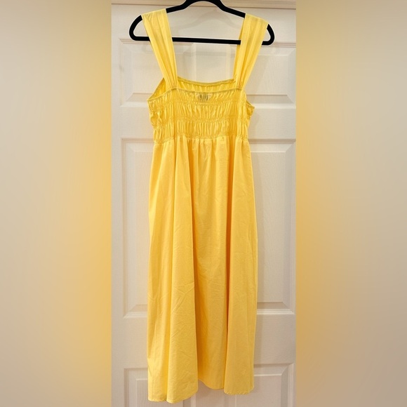 Nanette Lepore Smocked Sleeveless Midi Dress Canary Yellow sz 14 - Picture 6 of 8